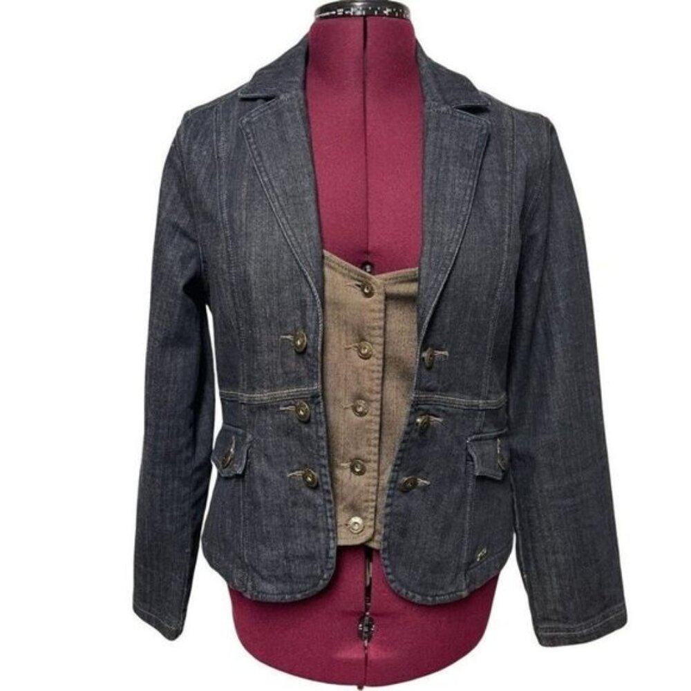 Vintage Point Zero Nicole Benisti Denim/Jeans Jacket With Built-in Vest Size XL
